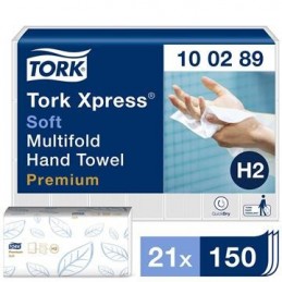 Pappershandduk 3150 st/bal Tork H2 Prem Soft 2-lg 210x260mm