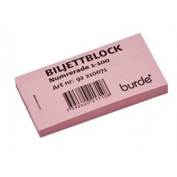 Biljettblock 1-100 rosa