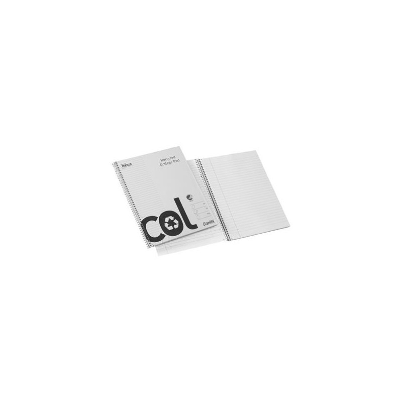 Kollegieblock 10/fp Bantex Recycled Linjerat 70 Blad A4+ 70g