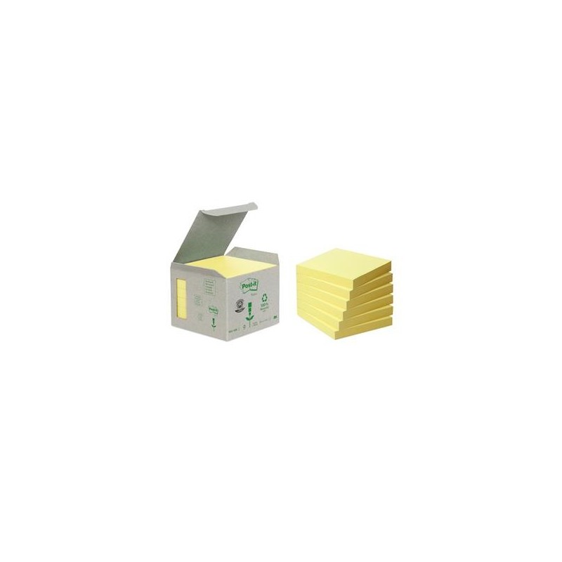 Notisar Post-it 100% gul 76x76mm 6 st/fp