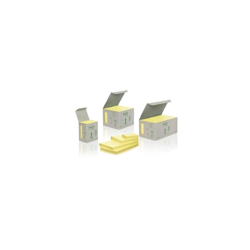 Notisar Post-it 100% gul 76x127mm 6 st/fp