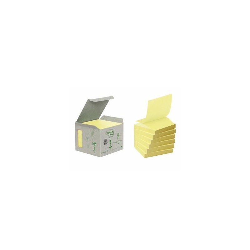 Notisar Post-it 100% Z-block gul 76x76mm 6 st/fp