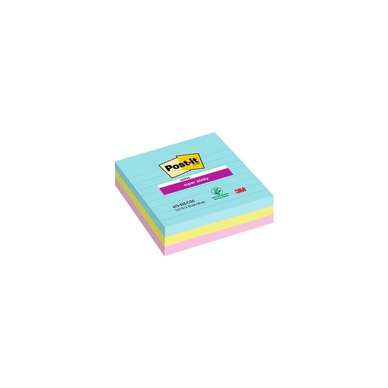 Notisar Linjerat 3 st/fp Post-it Super Sticky Miami/Cosmic Linjerat 101x101 mm