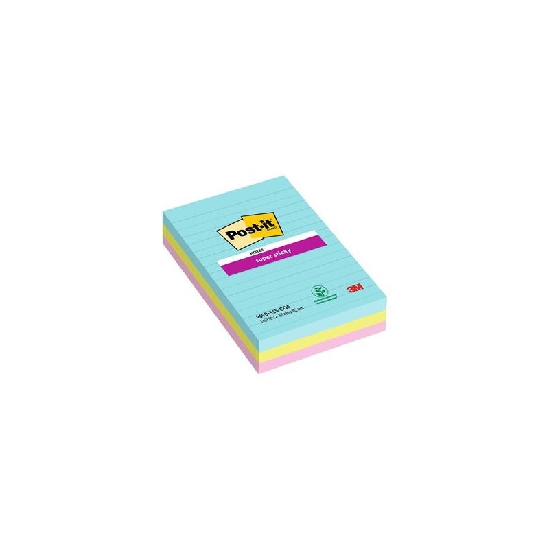 Notisar Post-it Linjerat Super Sticky Cosmic 101x152mm 3 st/fp
