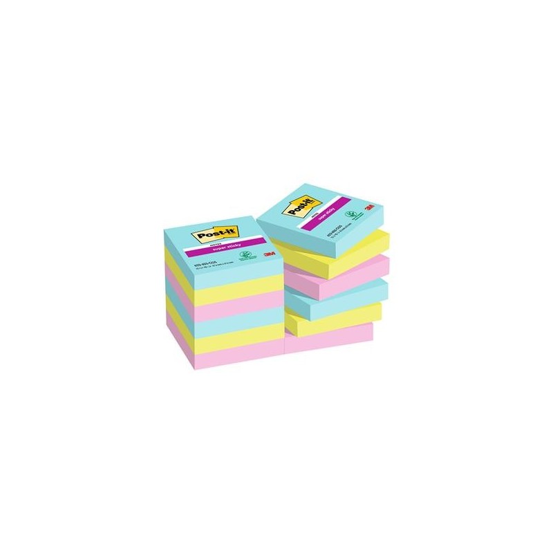 Notisar 12 st/fp Post-it Super Sticky Miami/Cosmic 47,6x47,6mm