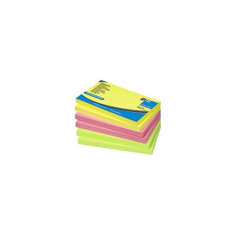 Notisar 6 st/fp Info Power Notes Brilliant Mix Gul, Rosa, Grön 125x75mm