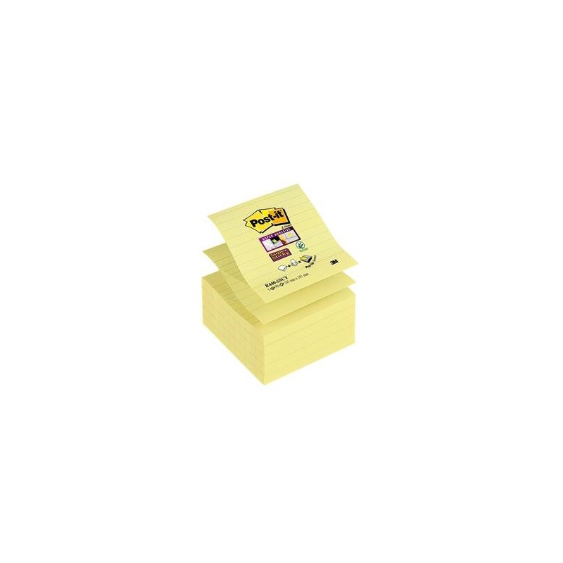 Notisar 5 st/fp Post-it Super Sticky Z-block Linjerat Canary Yellow 101x101mm