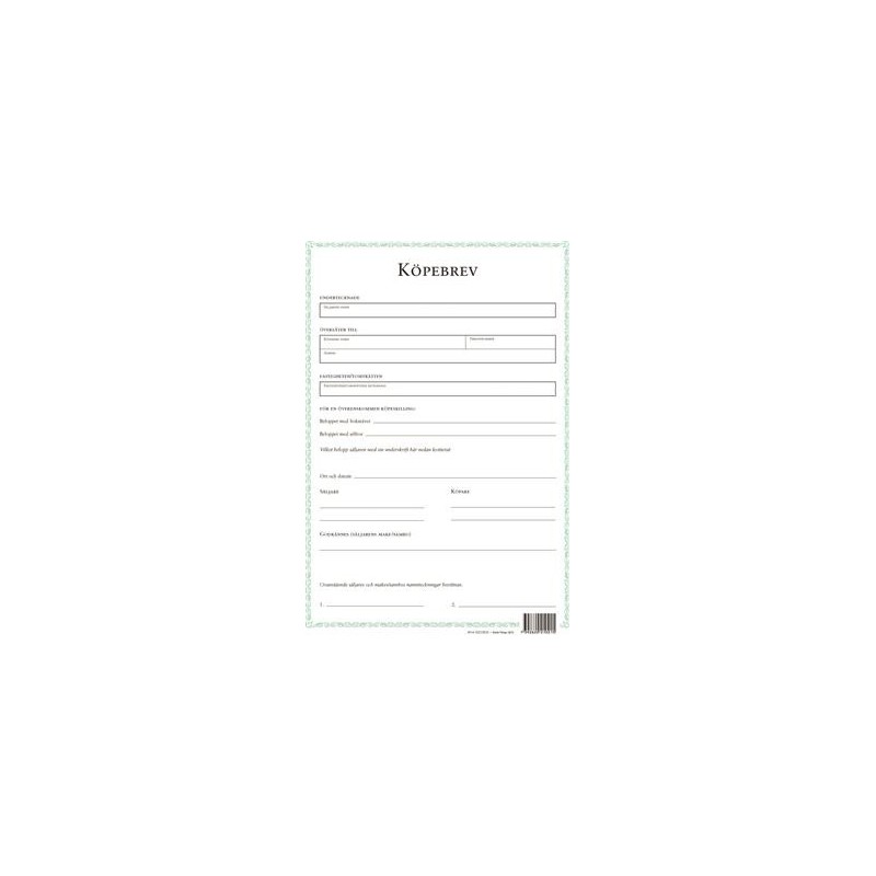 Blankett Köpebrev 5/fp Fastighet/Tomträtt A4