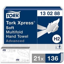 Pappershandduk Tork H2 Adv 2-lg 213x320mm 2856/fp