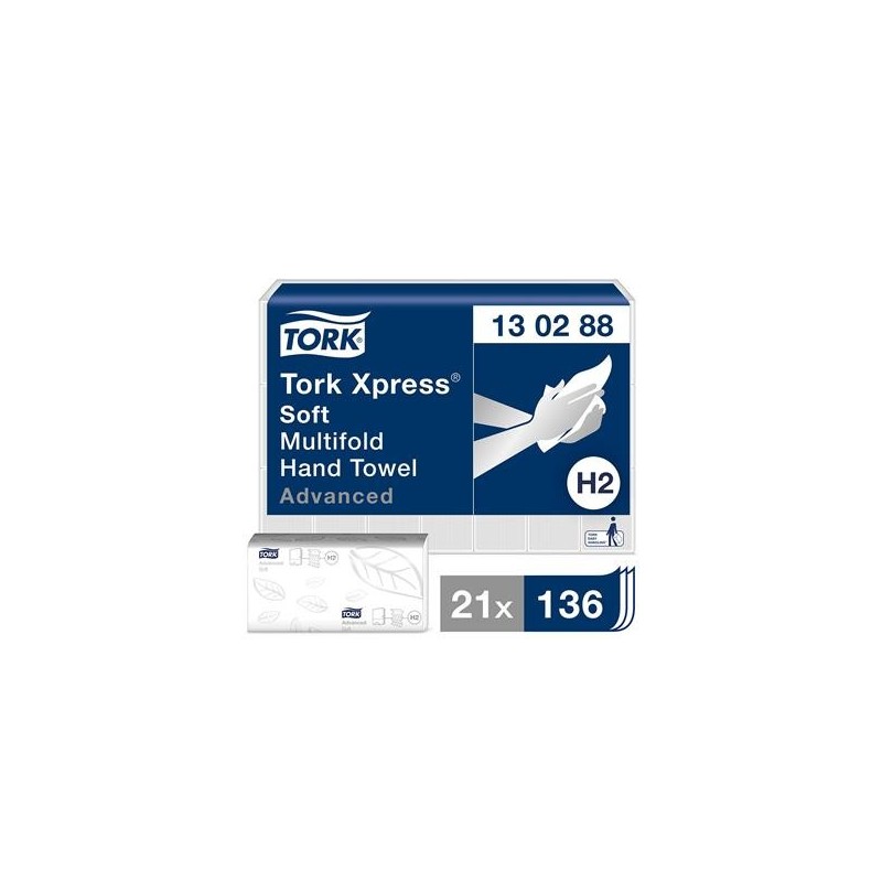 Pappershandduk Tork H2 Adv 2-lg 213x320mm 2856/fp