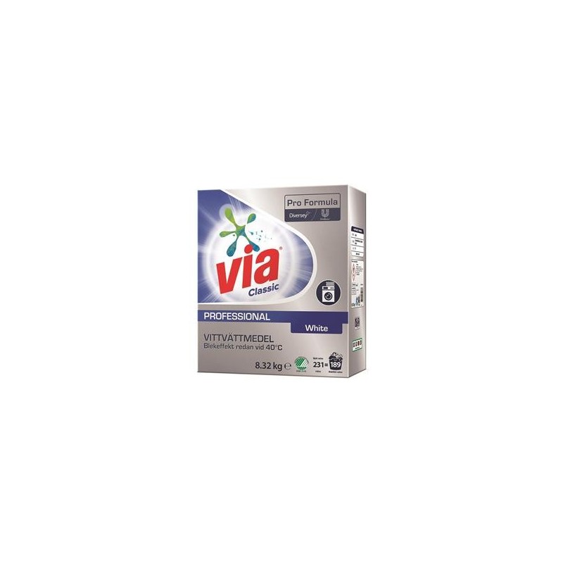 Tvättmedel Via Professional White Plus Parfymerad 8,32kg