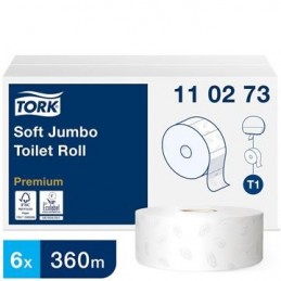 Toalettpapper Tork T1 Jumbo Premium 6 rlr/fp 2-lg Vit 360m