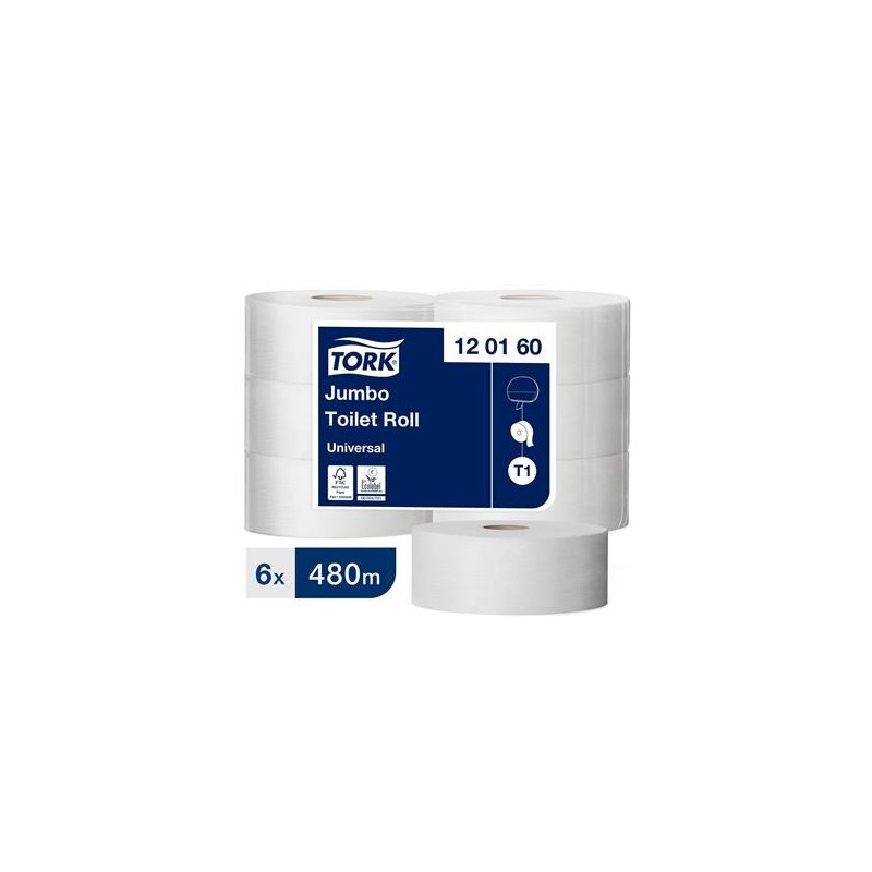 Toalettpapper Tork T1 Jumbo Universal 6 rlr/fp 1-lg Natur 480m