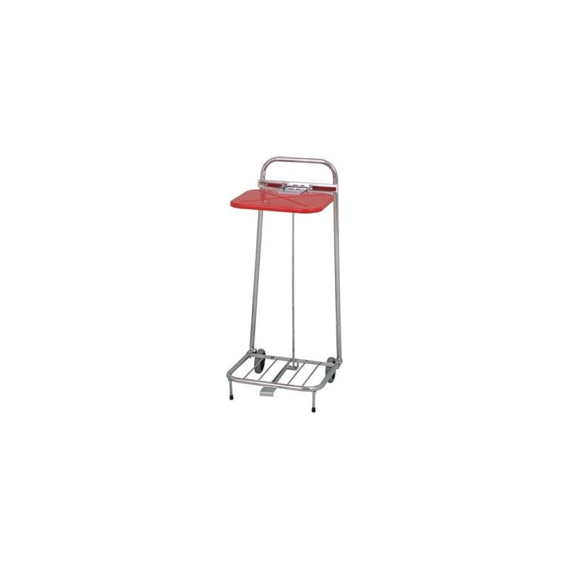 Sopsäcksställ hjul & rött plastlock 60l