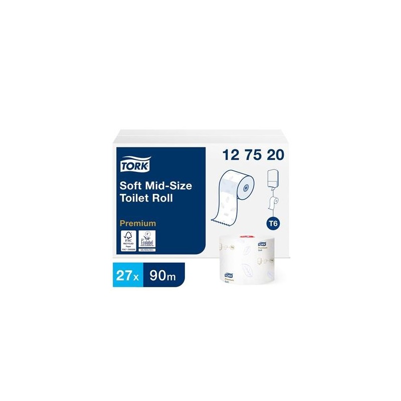 Toalettpapper Tork T6 Premium soft 27 rlr/fp 2-lg Vit 90m