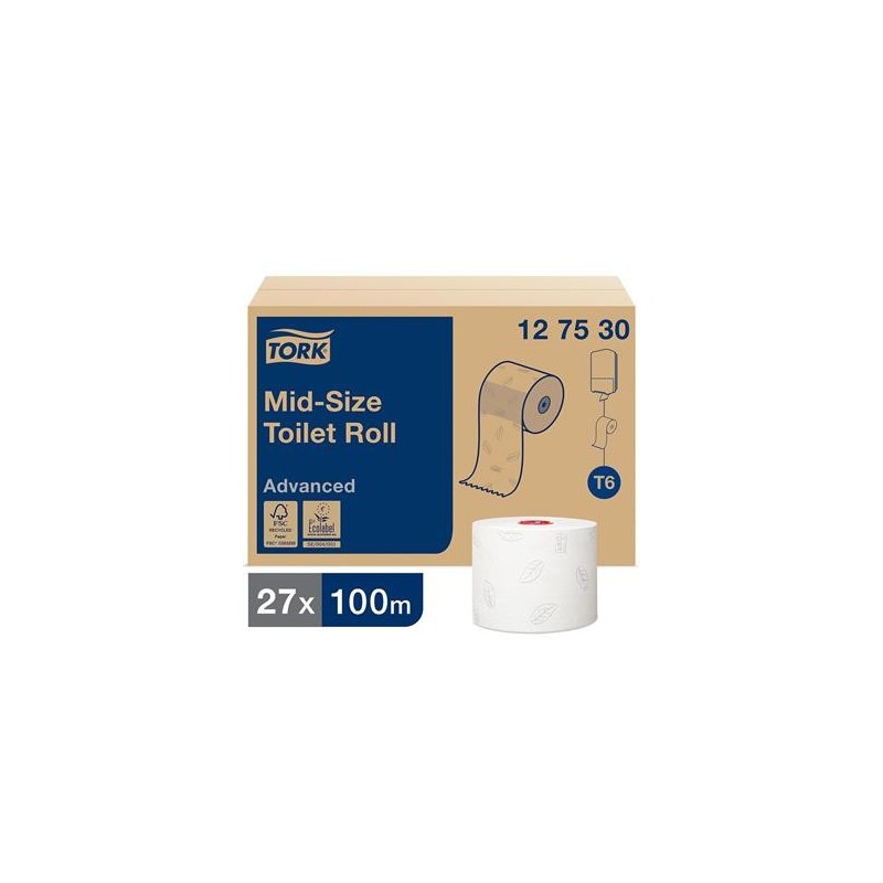 Toalettpapper Tork T6 Advanced 27 rlr/fp 2-lg Vit 100m