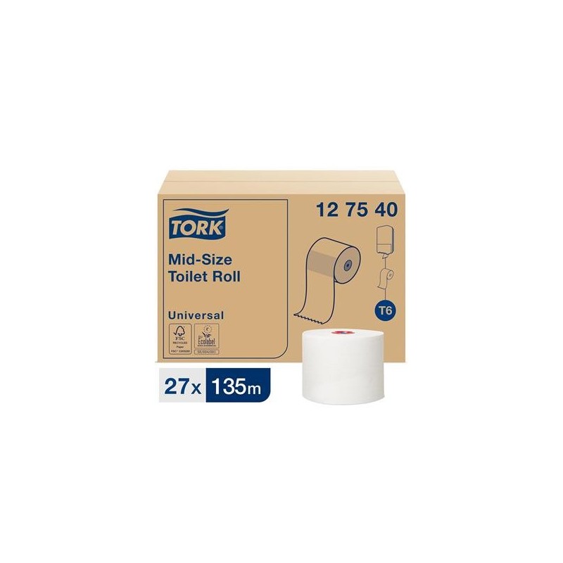Toalettpapper Tork T6 Universal 27 rlr/fp 1-lg Vit 135m