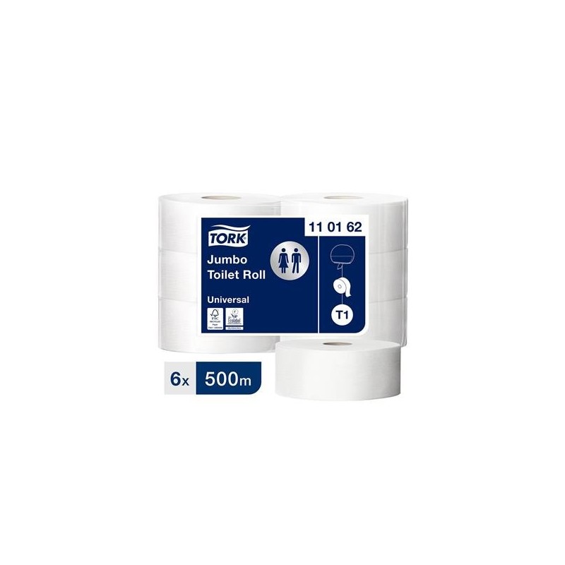 Toalettpapper Tork T1 Jumbo Universal 6 rlr/fp 1-lg Vit 500m