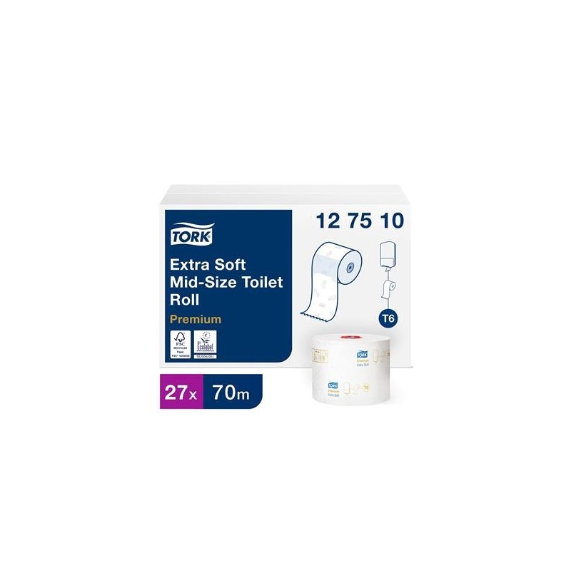 Toalettpapper Tork T6 Mid-size Premium 27 rlr/fp 3-lag