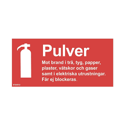 Skylt Brandsläckare Pulver ABC 200x100mm