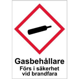 Skylt Gasbehållare A4