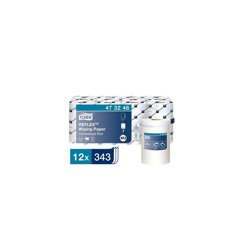 Torkrulle 12/fp Tork M3 Reflex Advanced 1-lag vit 198mm x 120m