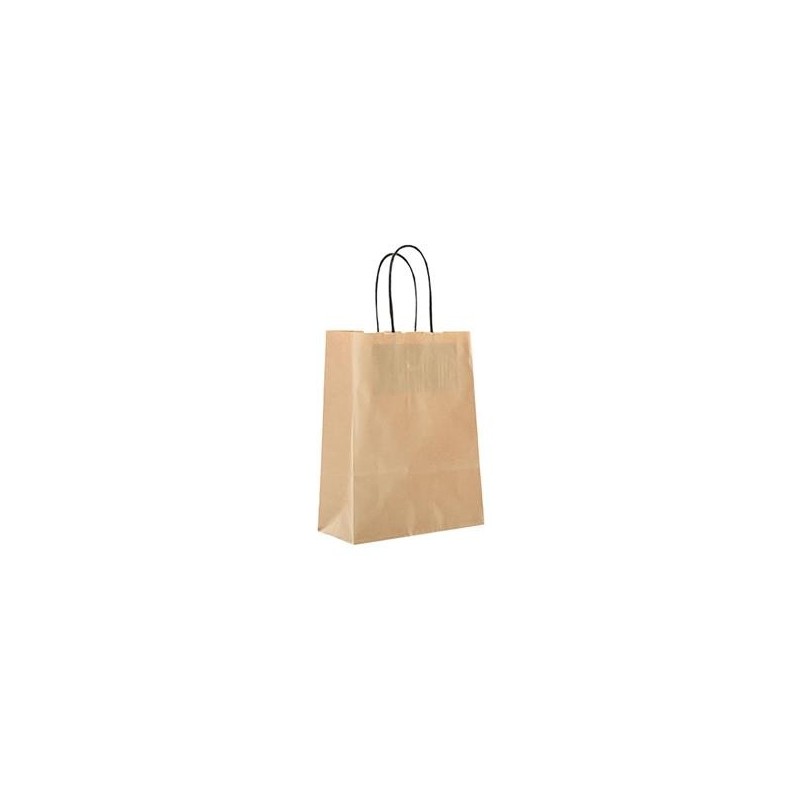 Bärkasse Papp Tvinn 300/krt Svarta Handtag Brun Ribbad Kraft 180x80x220mm
